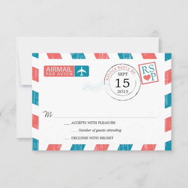 Antique mariage Airmail RSVP (Devant)