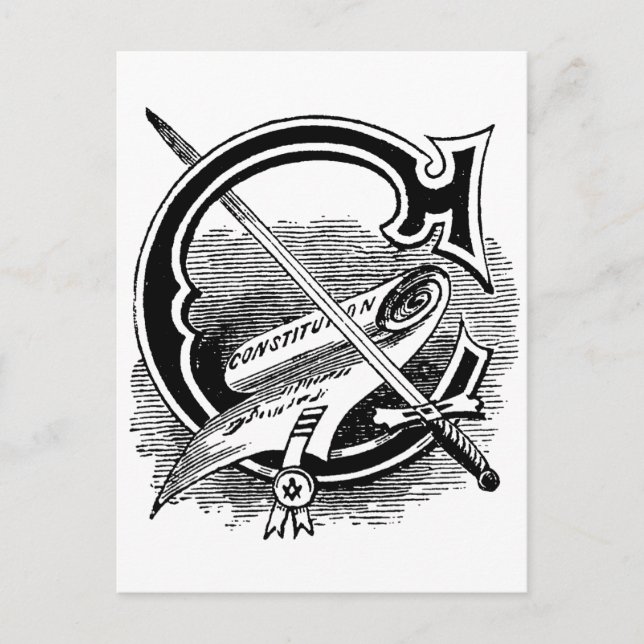 Antique Masonic Symbol Calligraphy Letter C Postcard (Front)