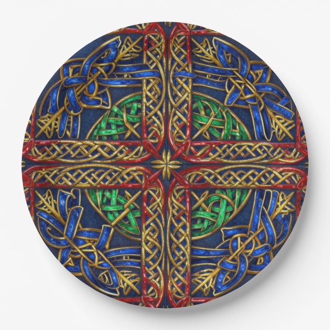 Antique Medieval Celtic Knots Paper Plate (Front)