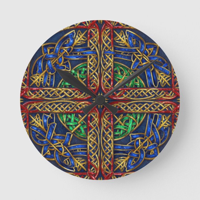 Antique Medieval Celtic Knots Round Clock (Front)