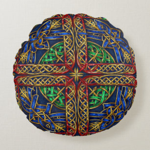 Antique Medieval Celtic Knots Round Pillow