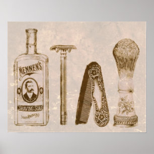 Antique men's shaving kit poster