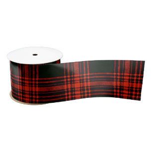 Antique Menzies Hunting Tartan Plaid Pattern Satin Ribbon