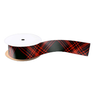 Antique Menzies Hunting Tartan Plaid Pattern Satin Ribbon