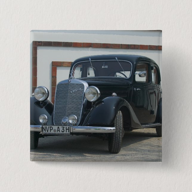 antique mercedes 3 2 inch square button (Front)