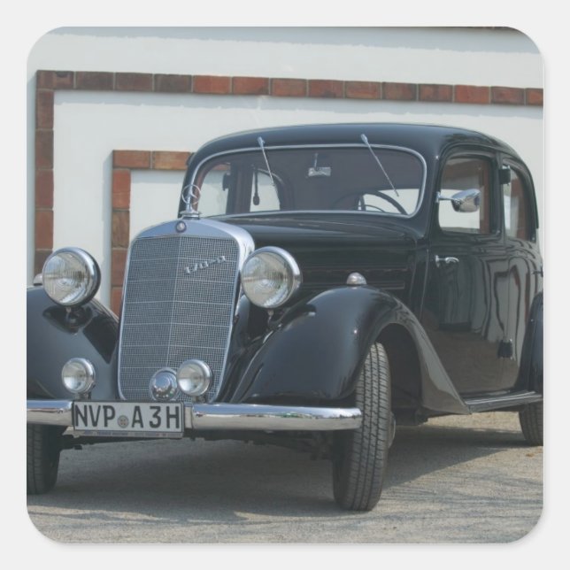 antique mercedes 3 square sticker (Front)
