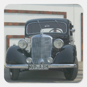 antique mercedes square sticker