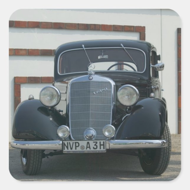 antique mercedes square sticker (Front)