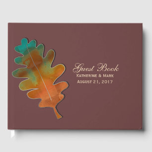 Antique Merlot and Fall Leaf Wedding Guest Book