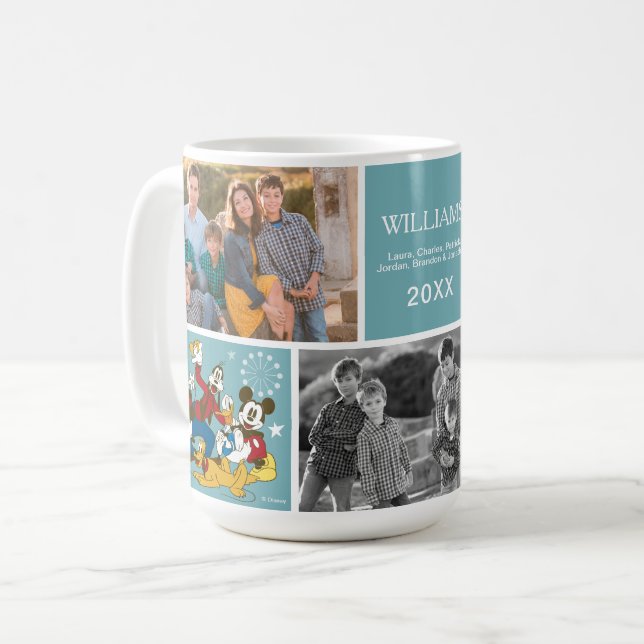 Antique Mickey and Friends | Family Photo and Text Coffee Mug (Front Left)