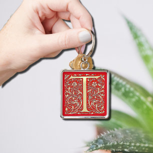 Antique monogram T Keychain