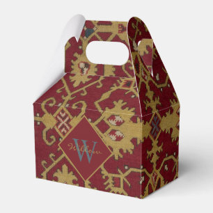 Antique Monogrammed Oriental Persian Red Pattern Favor Box