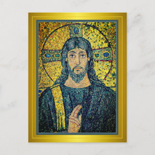 Antique Mosaic Image of Jesus Christ the Saviour Postcard