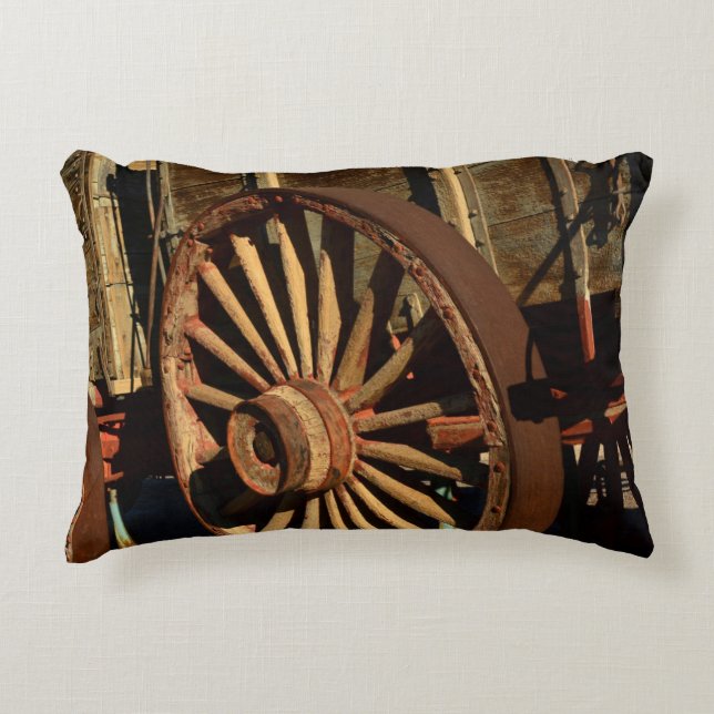 Antique mule train wagon accent pillow (Front)