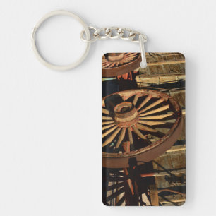 Antique mule train wagon keychain