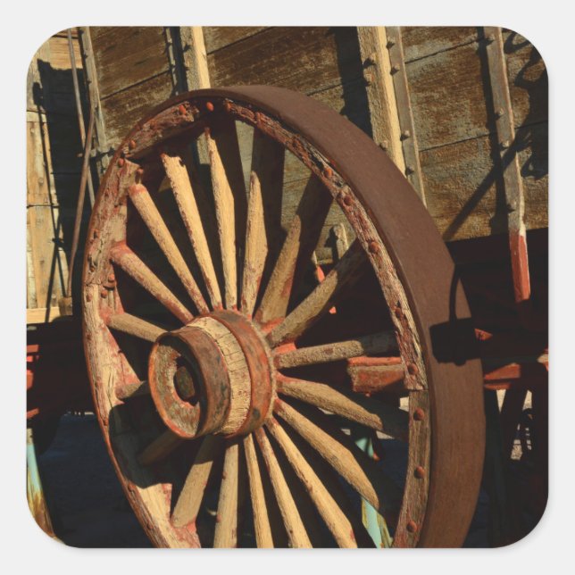 Antique mule train wagon square sticker (Front)