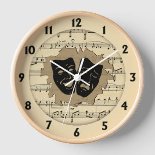 Antique Music and Theatre Masks  Clock