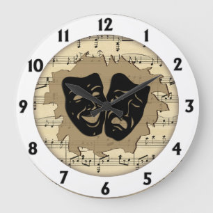 Antique Music and Theatre Masks Large Clock