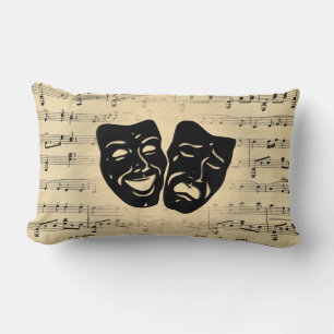 Antique Music and Theatre Masks Lumbar Pillow