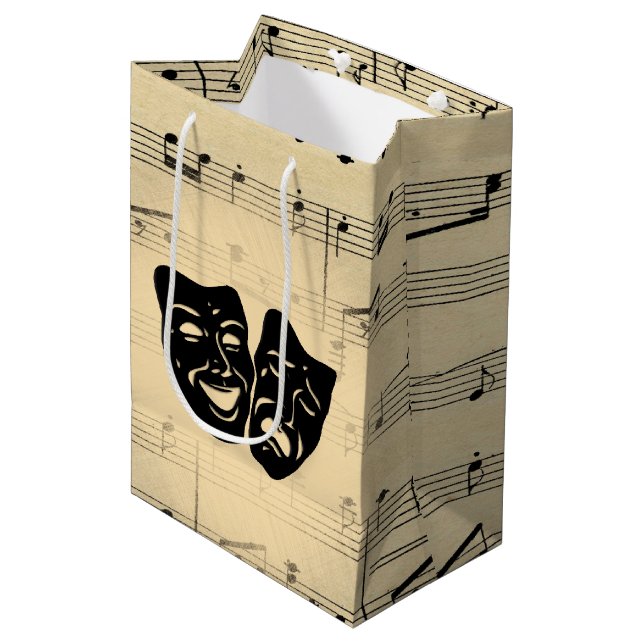 Antique Music and Theatre Masks Medium Gift Bag (Front Angled)