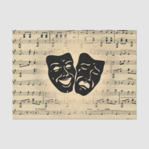 Antique Music and Theatre Masks Tissue Paper