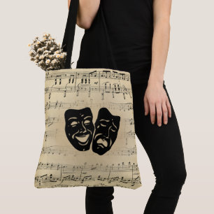 Antique Music and Theatre Masks Tote Bag