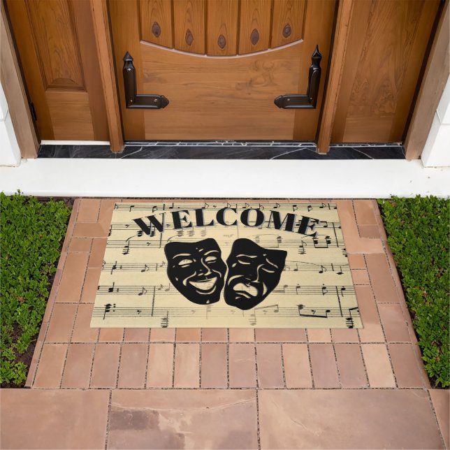 Antique Music and Theatre Masks Welcome Doormat (Outdoor)