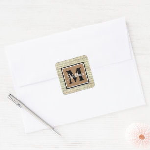 Antique Music note Musician Monogram Square Sticker