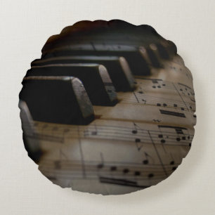 Antique Music Piano Keys Flash Drive Round Pillow