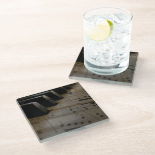 Antique Music Piano Keys Glass Coaster