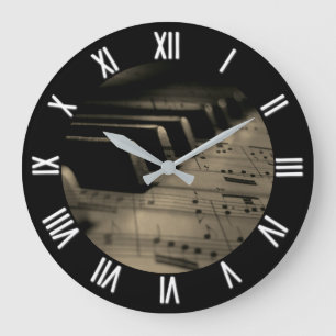 Antique Music Piano Keys Large Clock