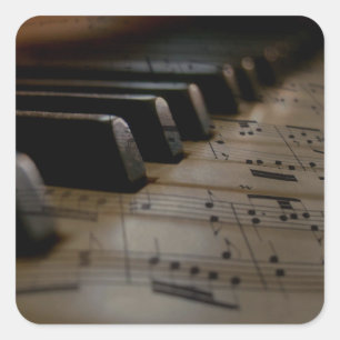 Antique Music Piano Keys Square Sticker