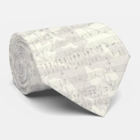 Antique Music Sheet Grey Floral Tie
