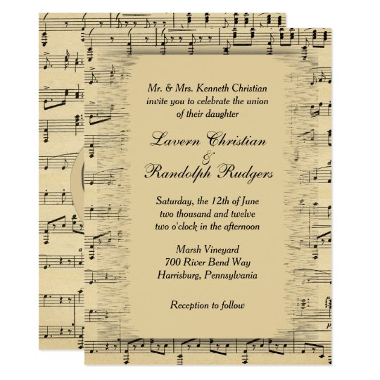 Antique Music Theme Wedding Invitation