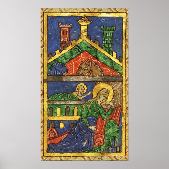 ANTIQUE NATIVITY CHRISTMAS PARCHMENT POSTER (Front)