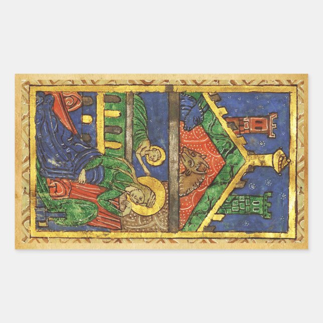ANTIQUE NATIVITY CHRISTMAS PARCHMENT STICKER (Front)