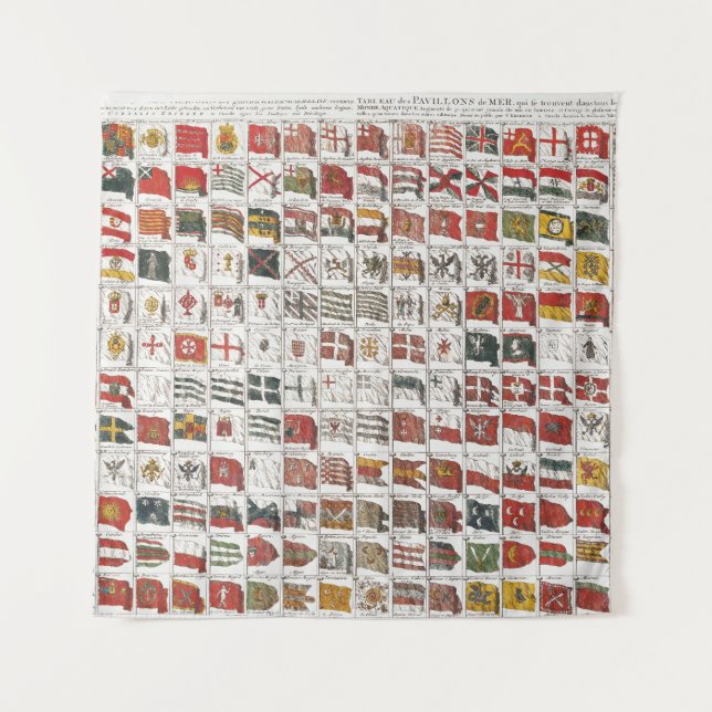 Antique Nautical Flags of the World Poster Tapestry (Front)