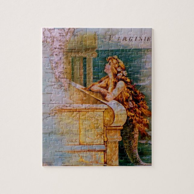 Antique Nautical Map & Mermaid Jigsaw Puzzle (Vertical)