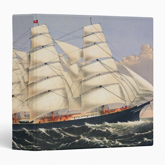 Antique Nautical Sailing Ship Currier & Ives Binder (Front/Spine)