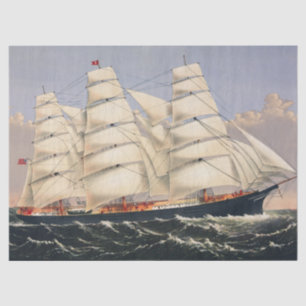 Antique Nautical Sailing Ship Currier & Ives Tissue Paper