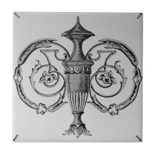 Antique Neoclassical Urn Transferware Repro Tile