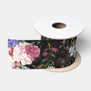 Antique Nostalgic Redouté Roses and Lilacs Satin Ribbon
