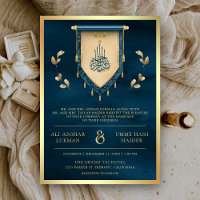 Antique Ocean Blue Gold Scroll Muslim Wedding