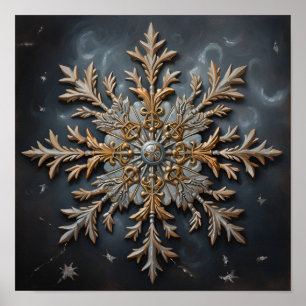 antique oil painting of a snowflake poster