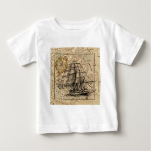 Antique Old General France Map & Ship Baby T-Shirt