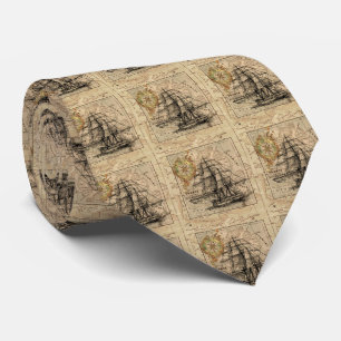 Antique Old General France Map & Ship Tie