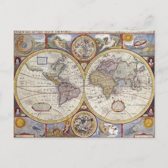 Antique Old General Map of the World Postcard (Front)
