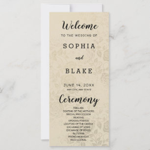 Antique Old Gold Roses Wedding Program