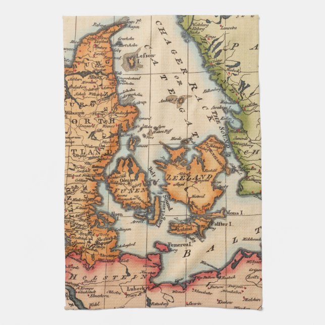 Antique Old Map Inspired (10) Kitchen Towel (Vertical)
