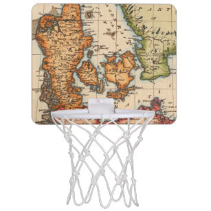 Antique Old Map Inspired (10) Mini Basketball Hoop